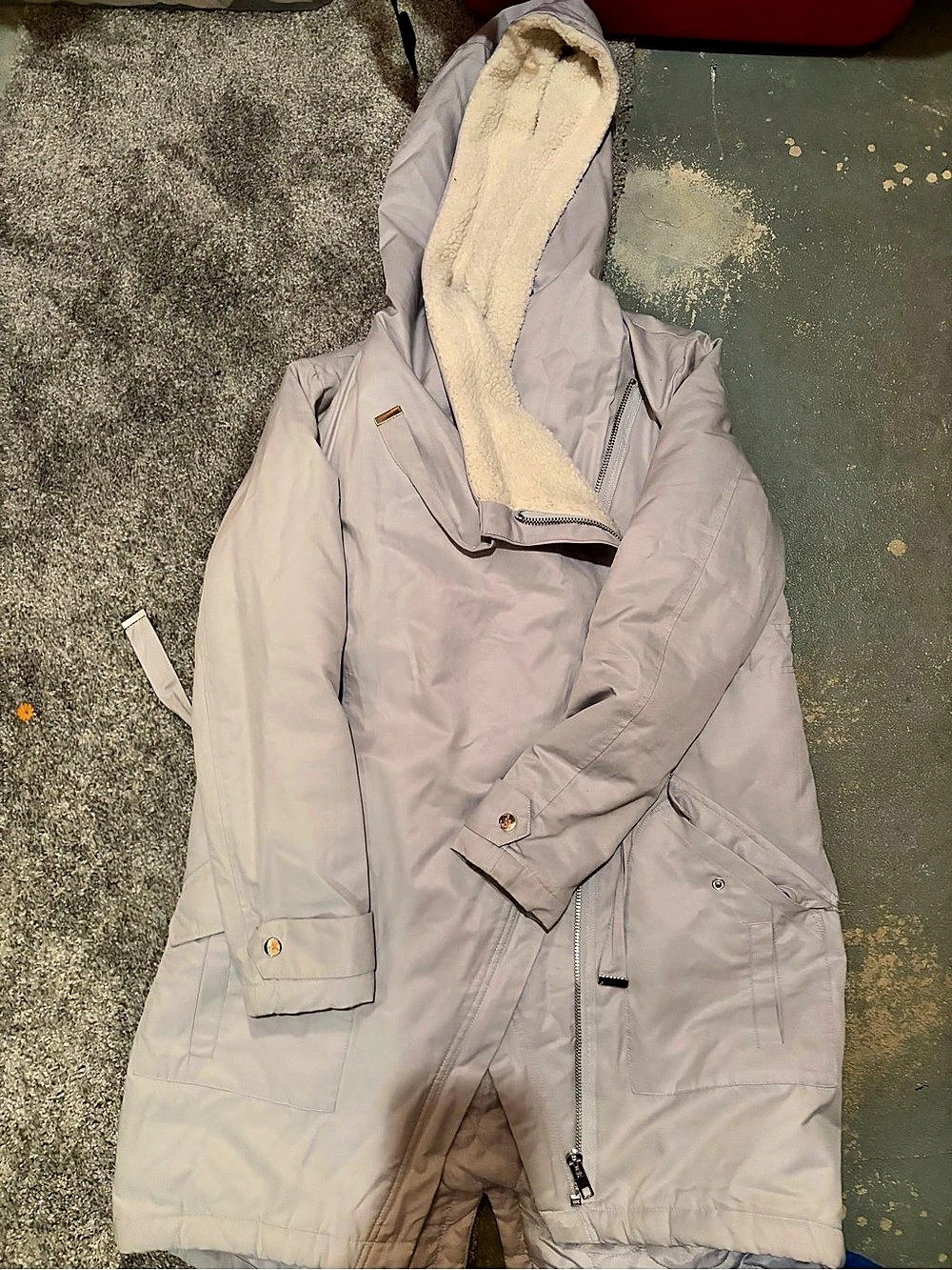 ASOS Maternity Hooded Puffer Coat in Gray - Size 4